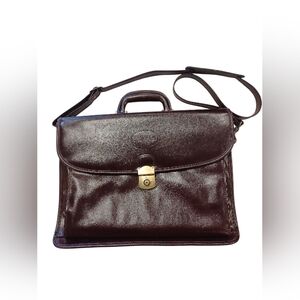 Bugatti EUC Oxblood Leather Attache Case With Key Lock.